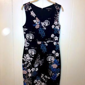 Banana Republic Black Floral Size 2 Sheath Sleeveless Dress
